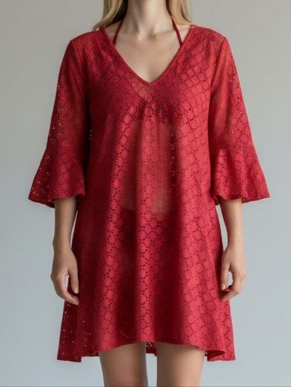 Always For Me Red Eyelet Lace Cover - Picture 2 of 6